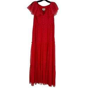 Tuckernuck Red Tulle Giselle Maxi Cocktail Dress‎ Gown Size Medium $328